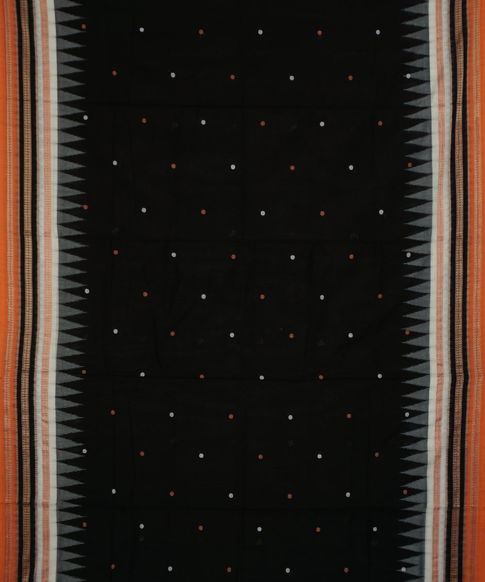 Black handwoven cotton bomkai saree