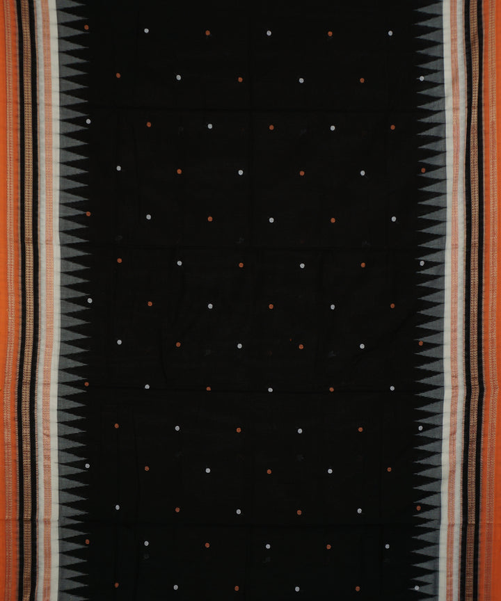 Black handwoven cotton bomkai saree