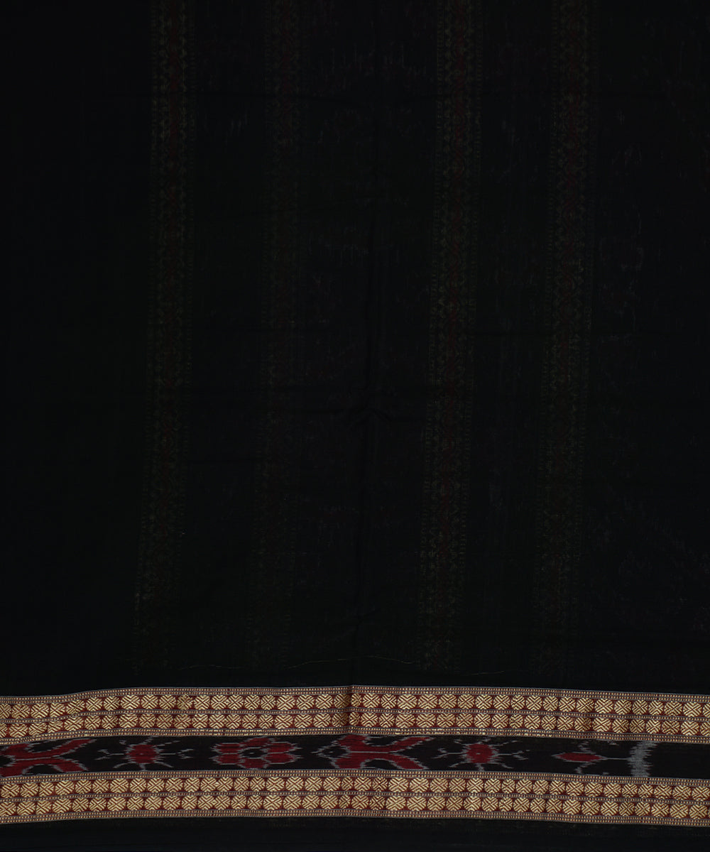 Maroon black cotton handwoven bomkai saree