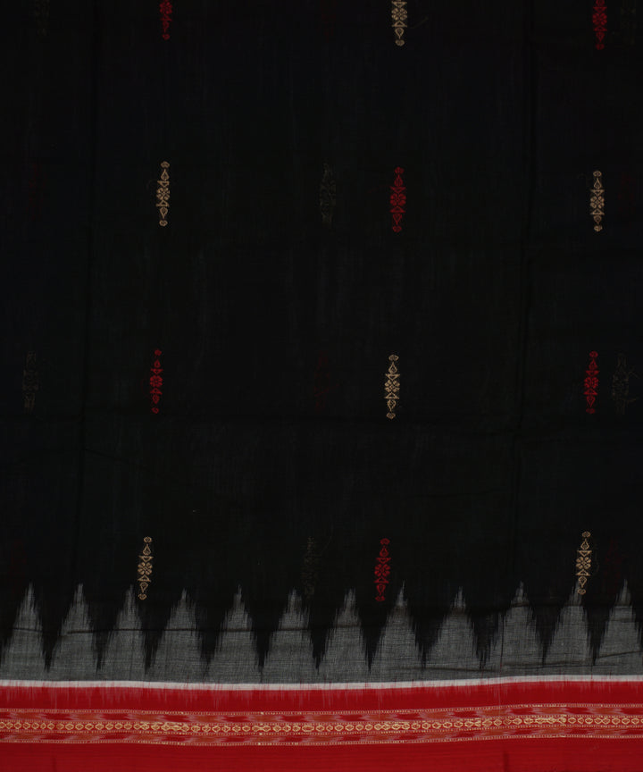 Red black handwoven cotton bomkai saree