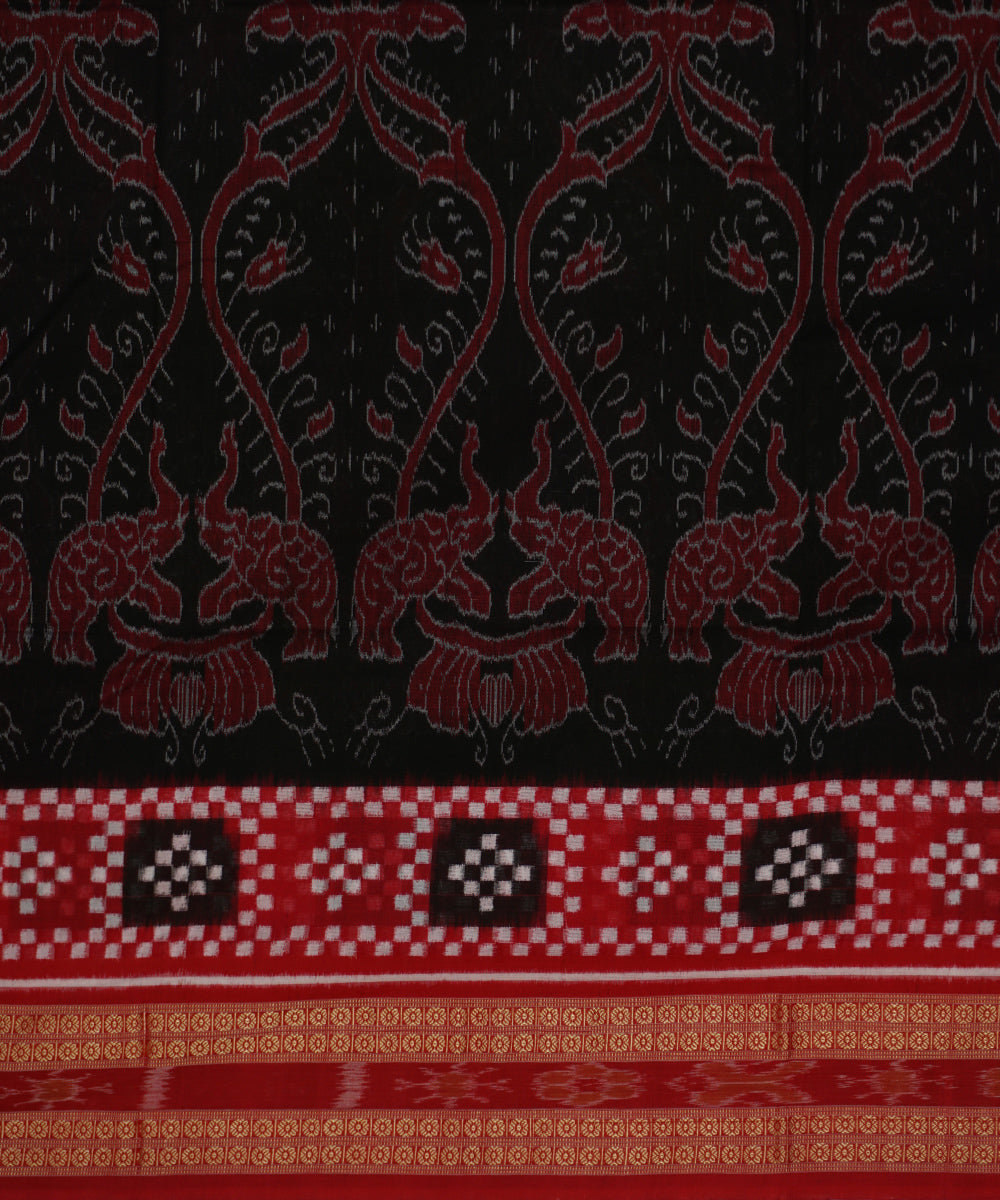 Black orange cotton handwoven pasapalli saree