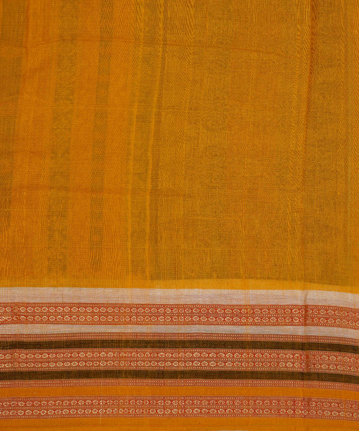 Dark maroon and mustard cotton handwoven bomkai saree