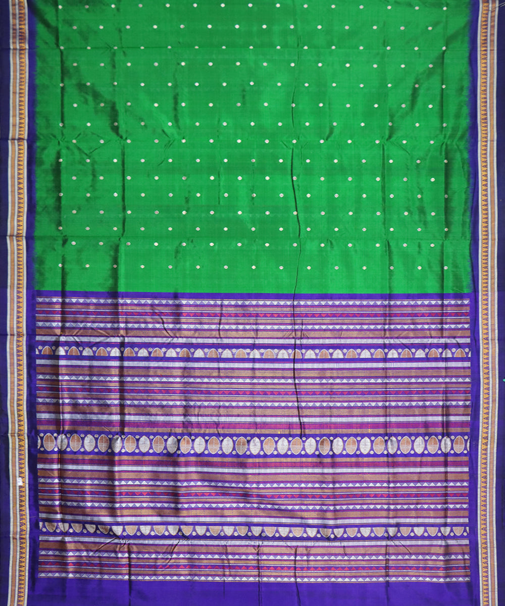 Dark green and blue patli pallu silk handloom bomkai saree