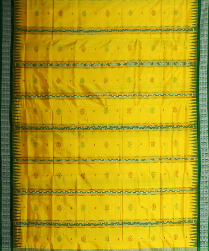 Yellow and green silk handloom bomkai saree