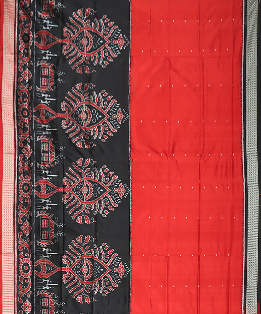 Dark red and black silk handloom sambalpuri saree