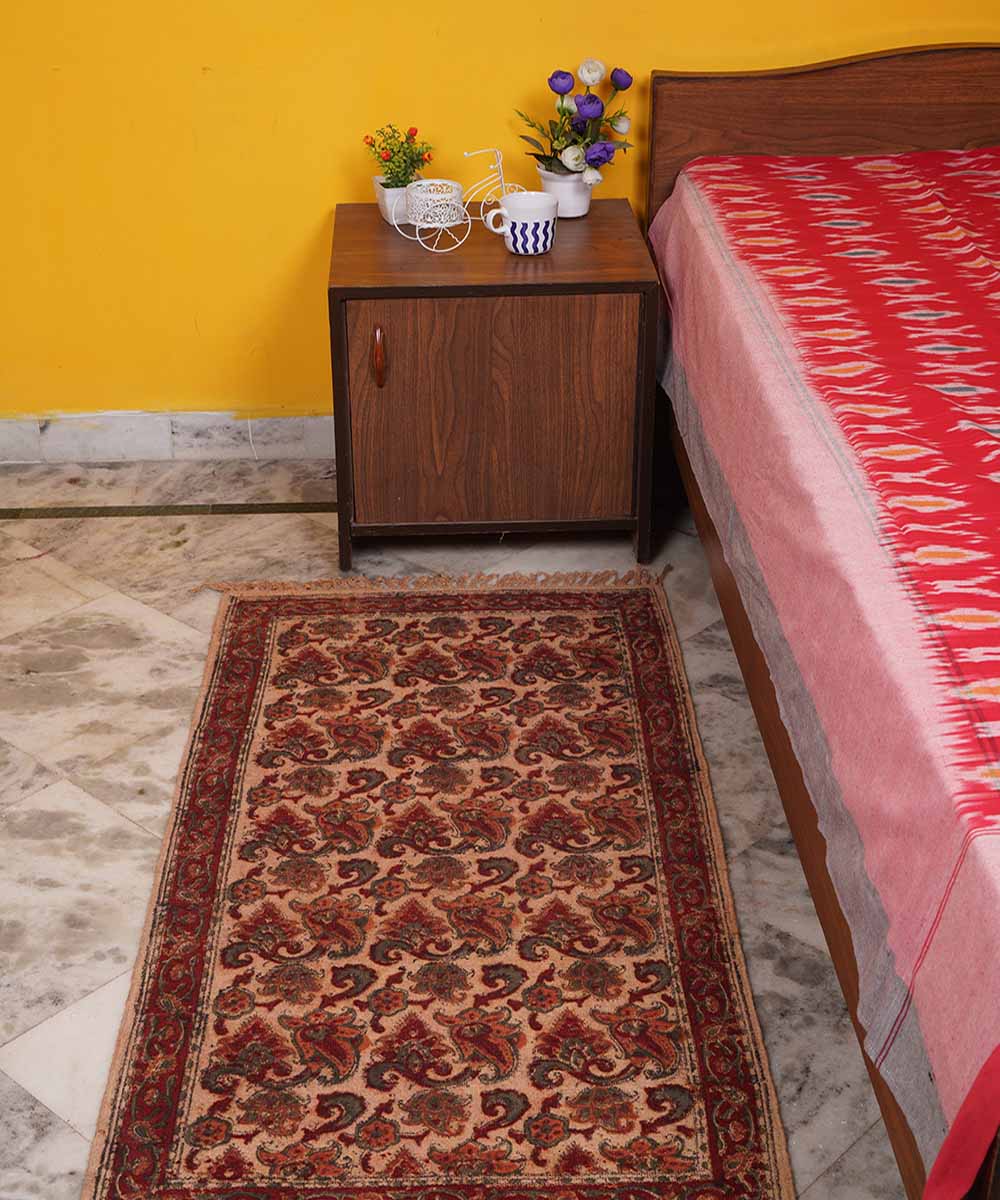 Hand woven multi color warangal kalamkari cotton dhurrie
