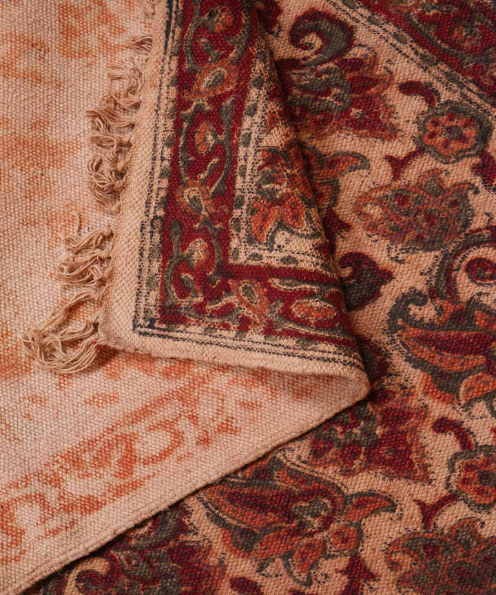 Hand woven multi color warangal kalamkari cotton dhurrie