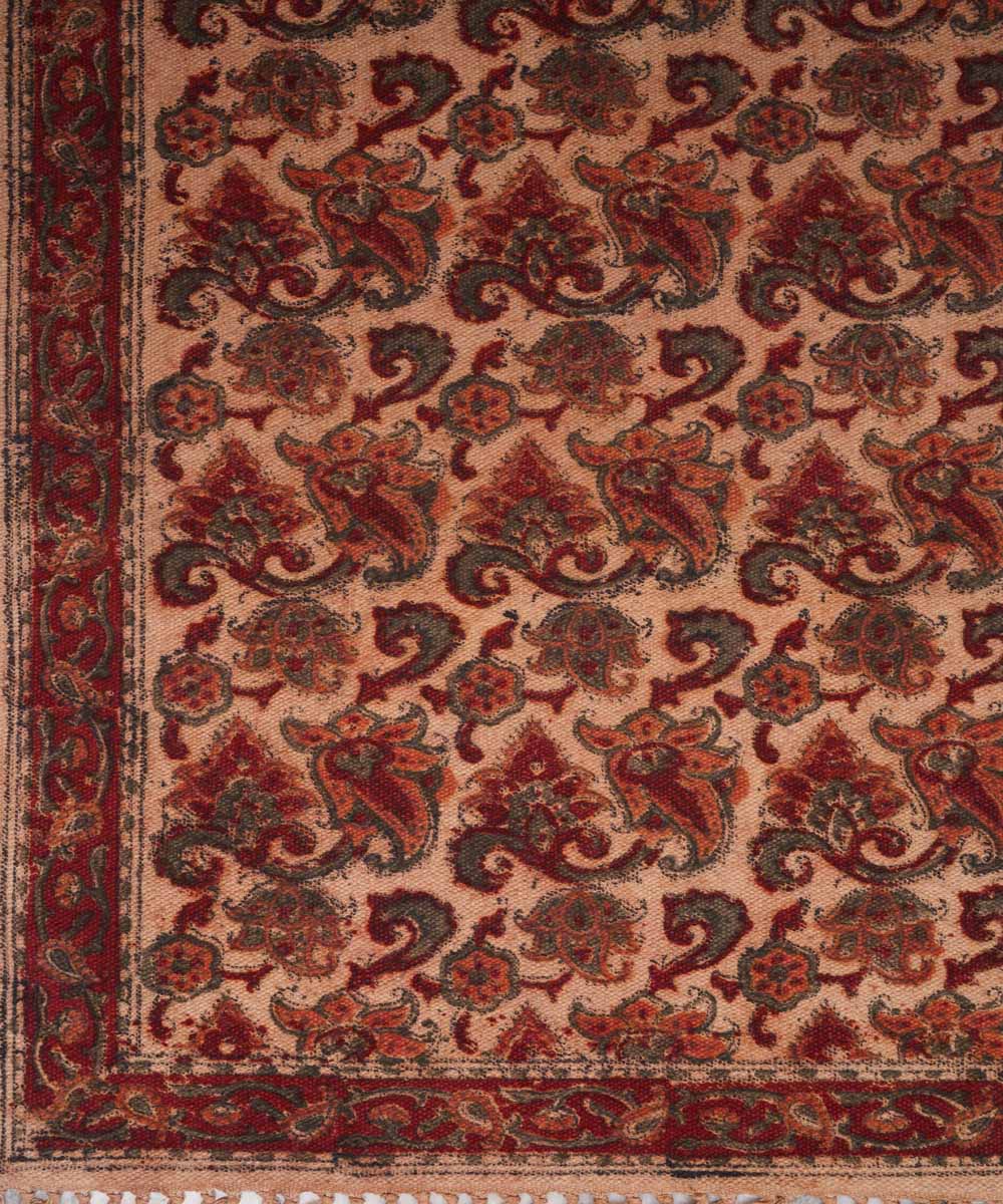 Hand woven multi color warangal kalamkari cotton dhurrie