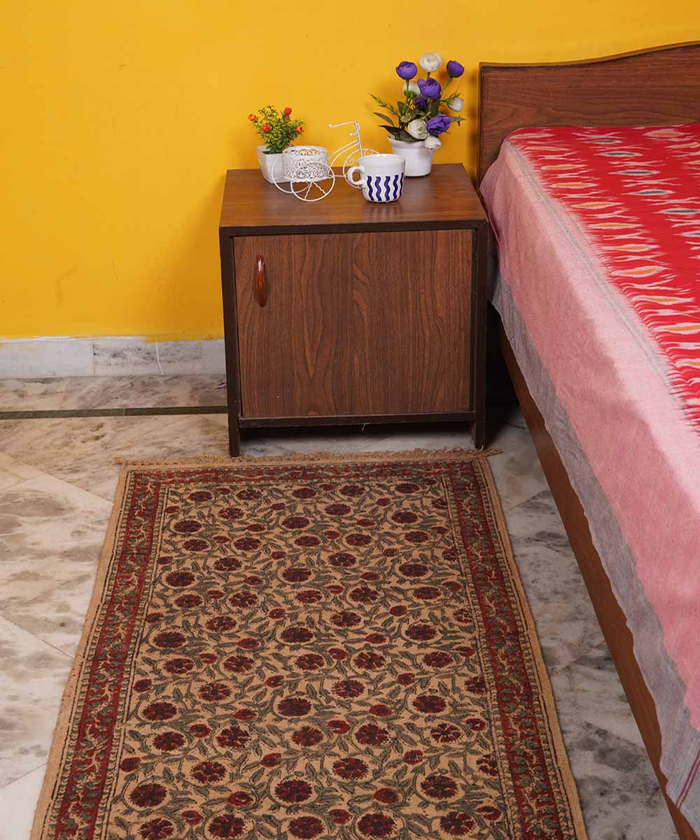 Hand loom multicolor warangal kalamkari cotton durrie