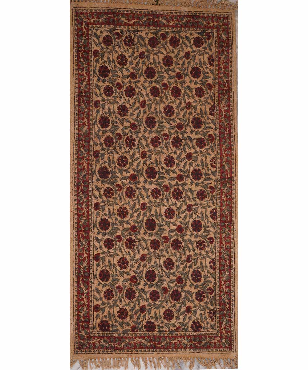 Hand loom multicolor warangal kalamkari cotton durrie