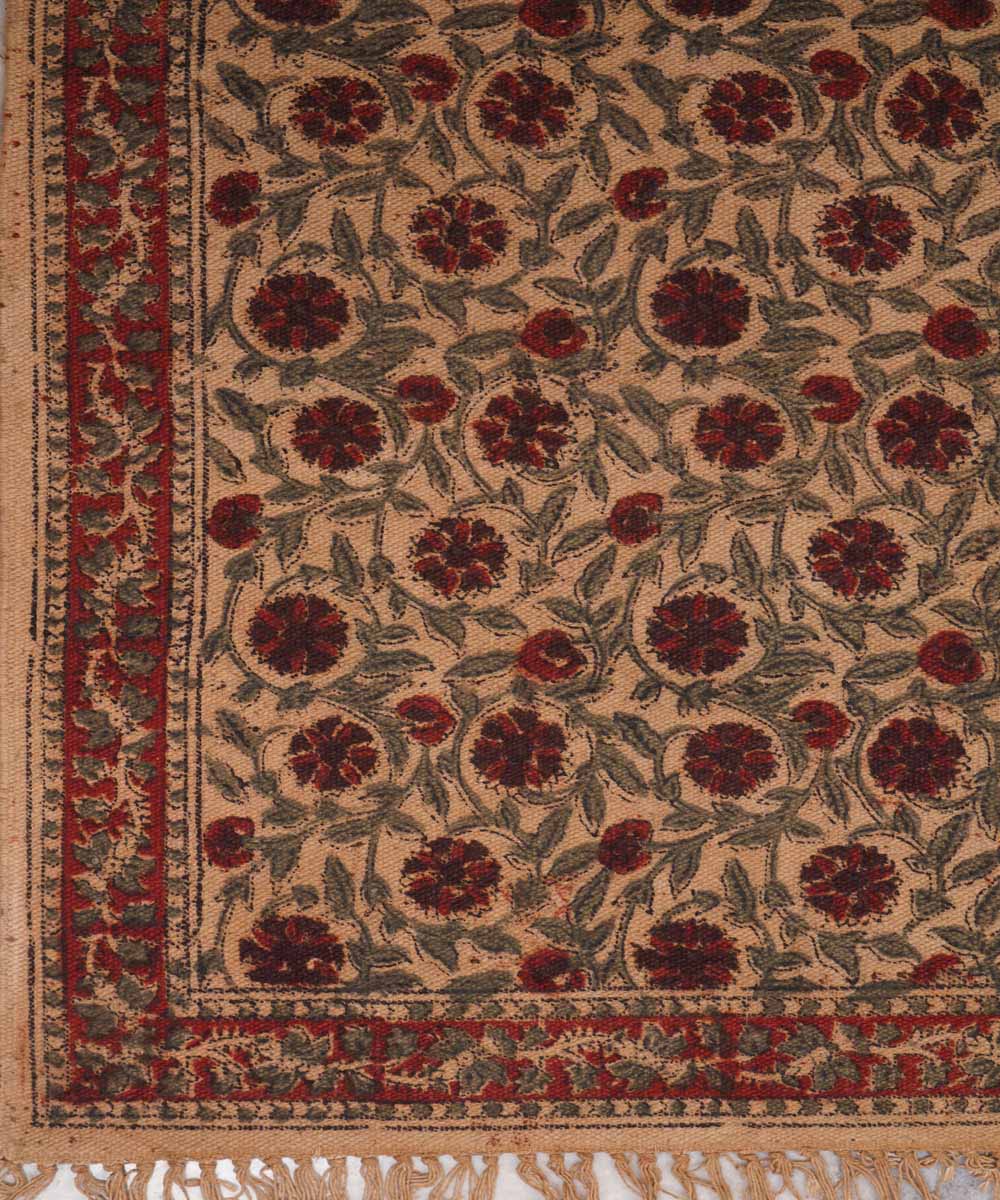 Hand loom multicolor warangal kalamkari cotton durrie