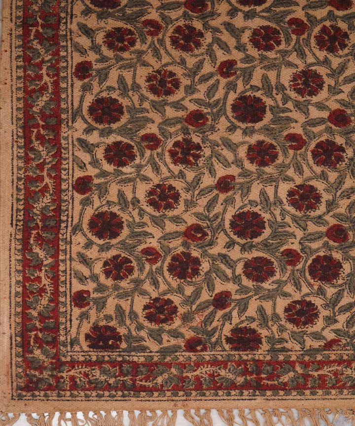 Hand loom multicolor warangal kalamkari cotton durrie