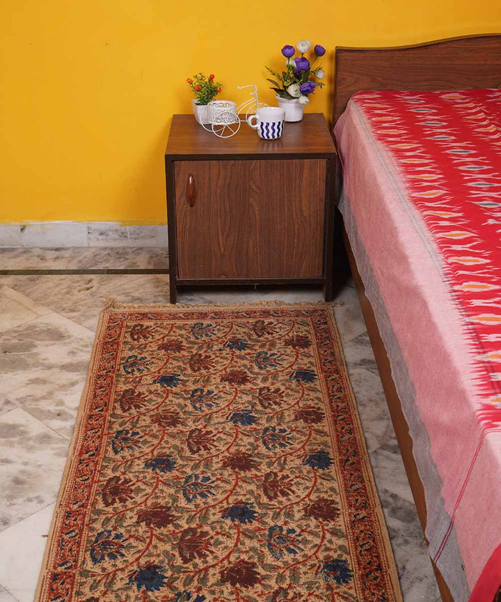 Hand loom multicolour warangal kalamkari cotton durrie