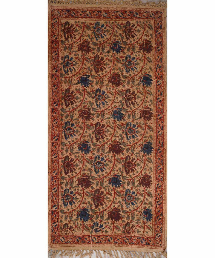 Hand loom multicolour warangal kalamkari cotton durrie