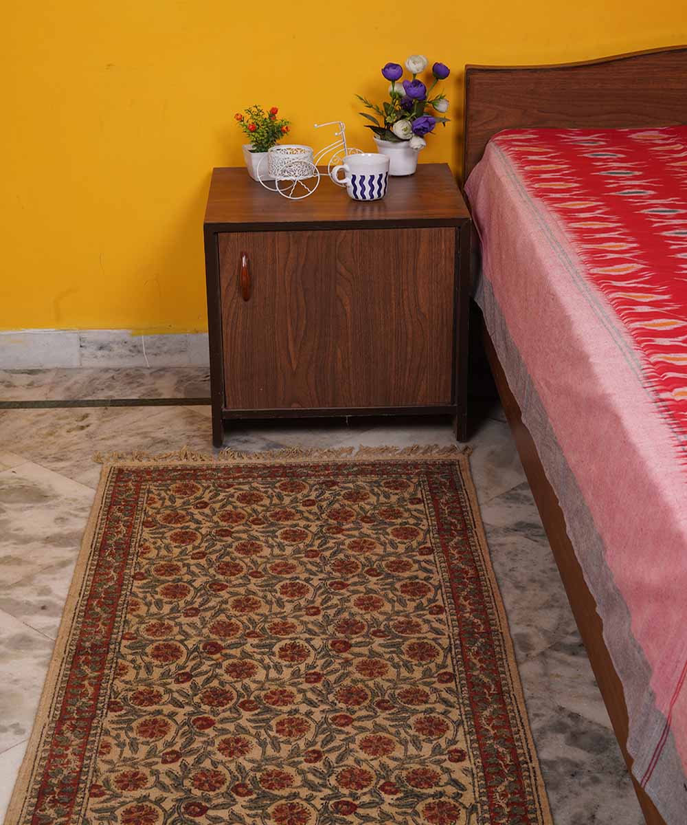 Hand loom multi color warangal kalamkari cotton durrie