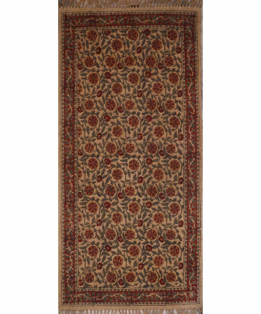 Hand loom multi color warangal kalamkari cotton durrie