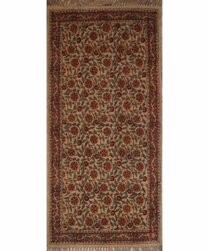 Hand loom multi color warangal kalamkari cotton durrie