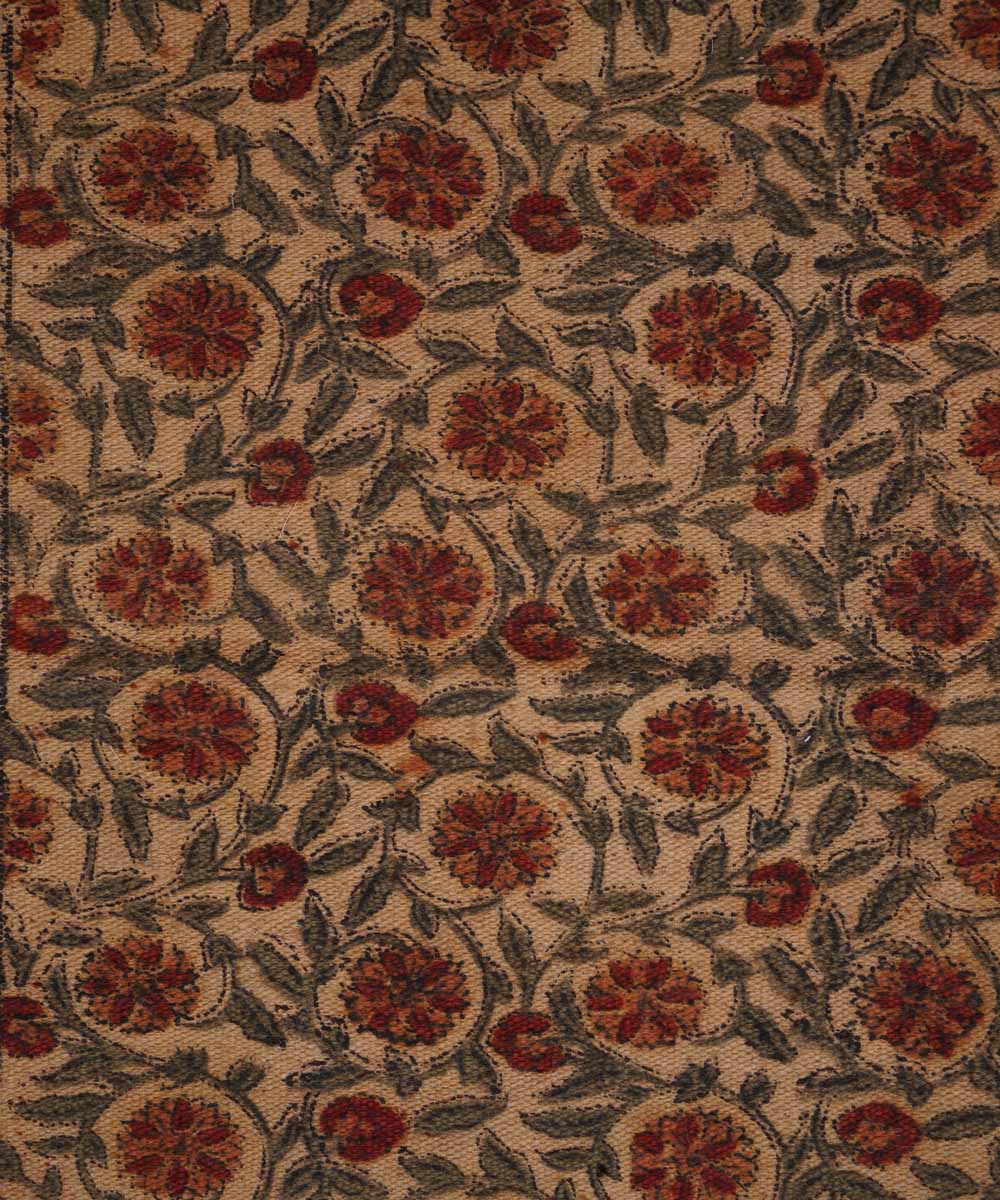 Hand loom multi color warangal kalamkari cotton durrie