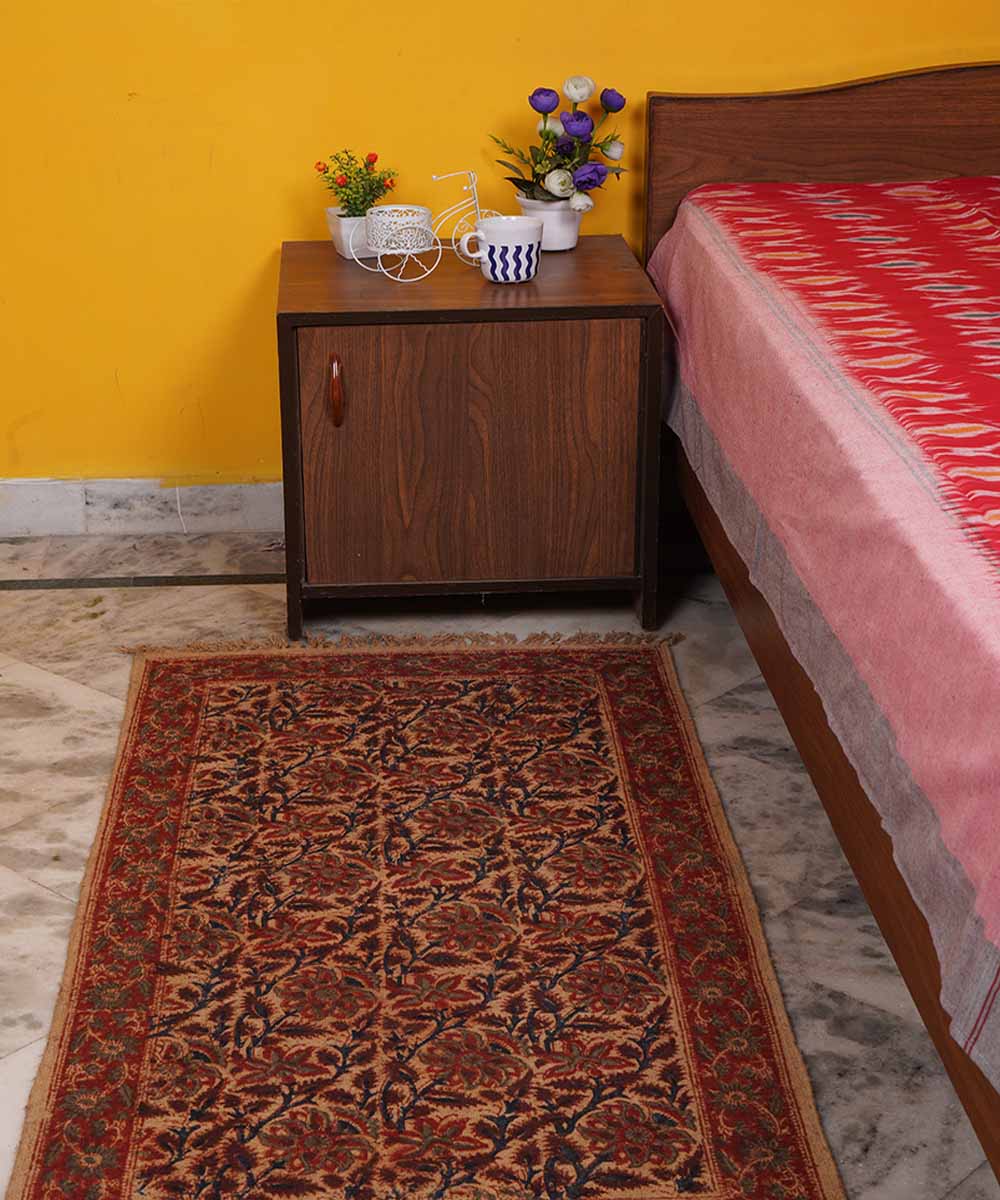 Multicolor handwoven warangal cotton kalamkari durrie