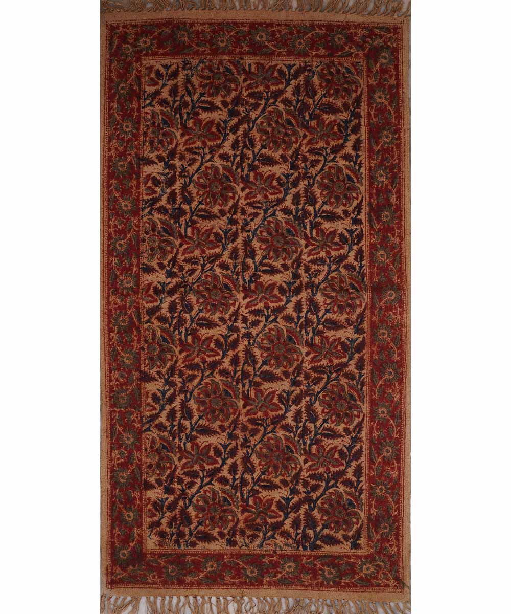 Multicolor handwoven warangal cotton kalamkari durrie