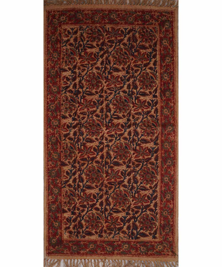 Multicolor handwoven warangal cotton kalamkari durrie