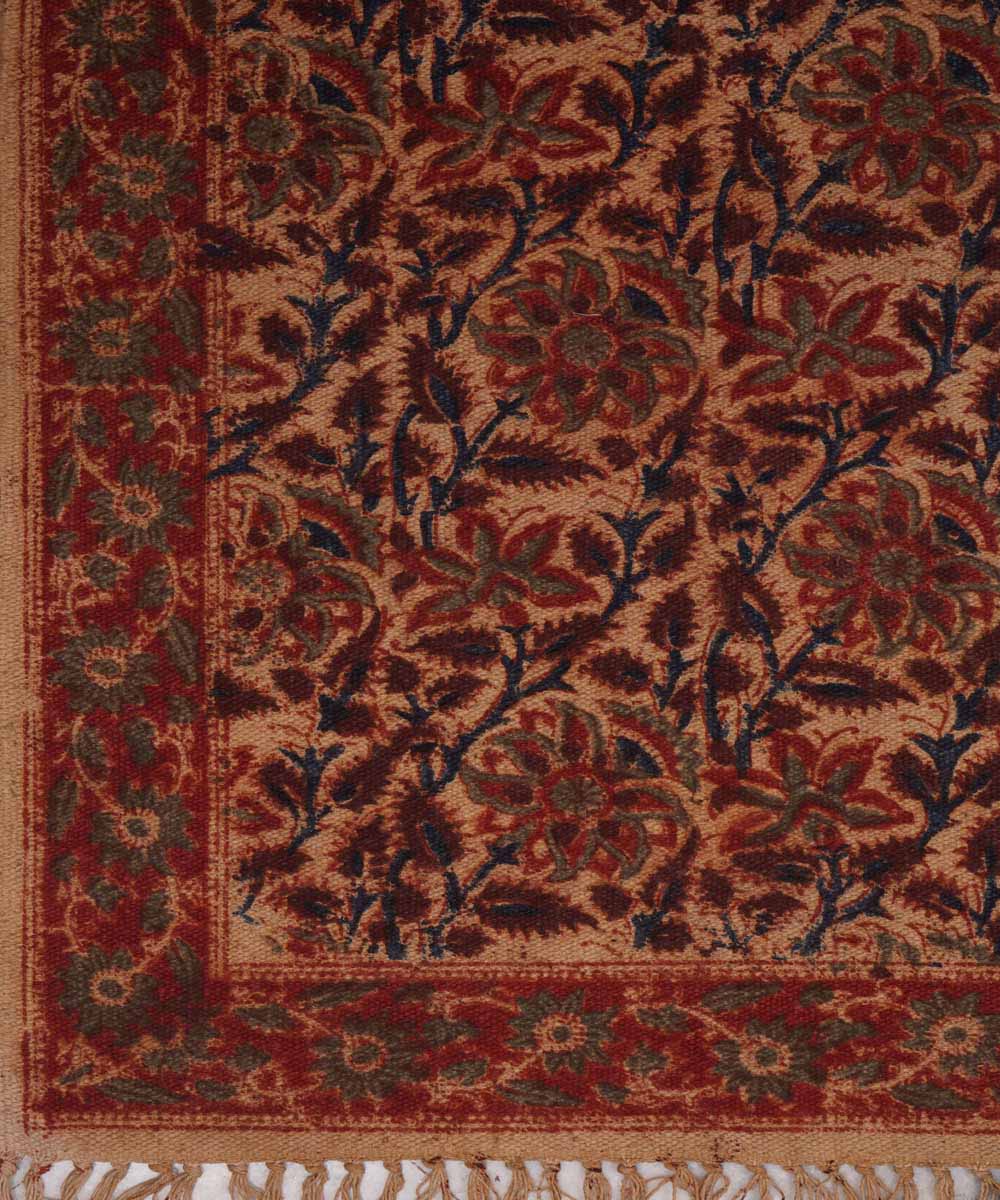 Multicolor handwoven warangal cotton kalamkari durrie