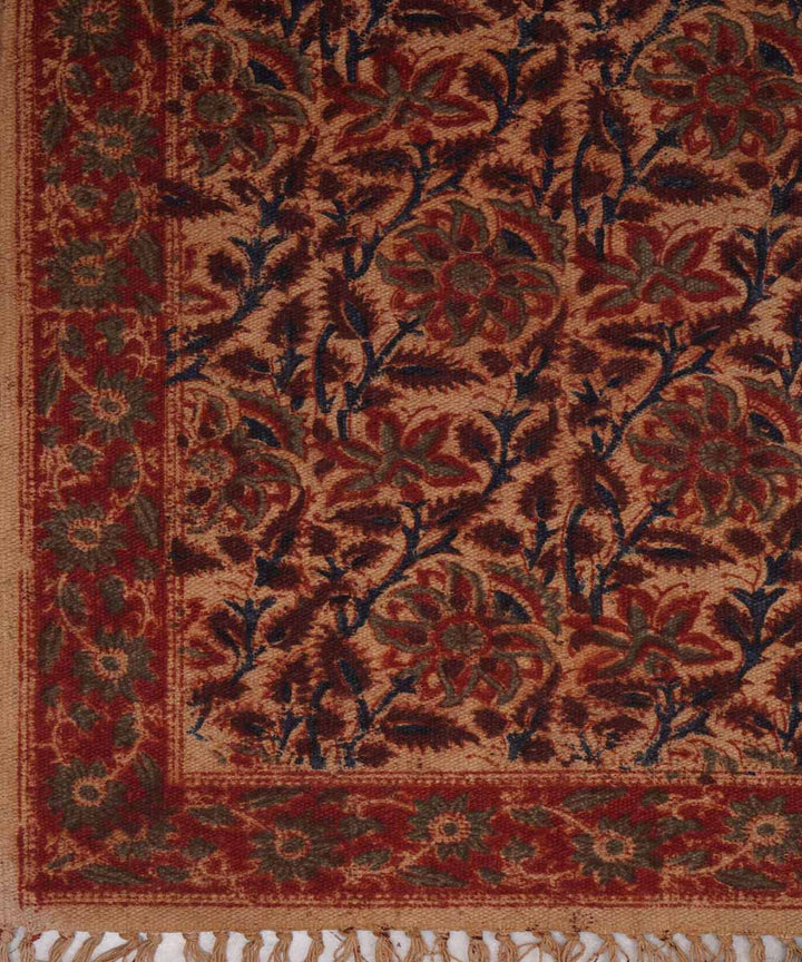 Multicolor handwoven warangal cotton kalamkari durrie