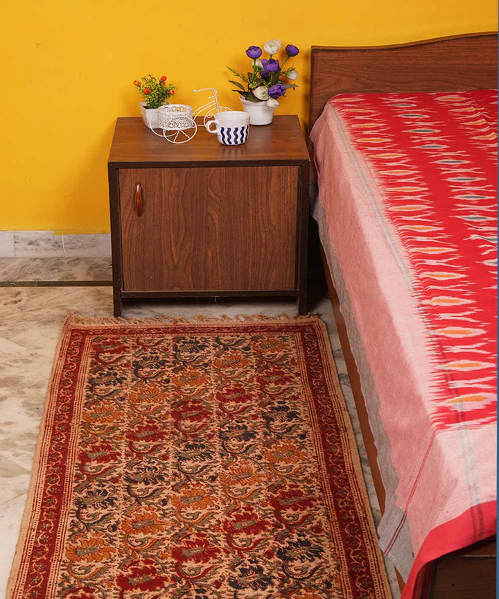 Multi colour handloom warangal cotton kalamkari durrie