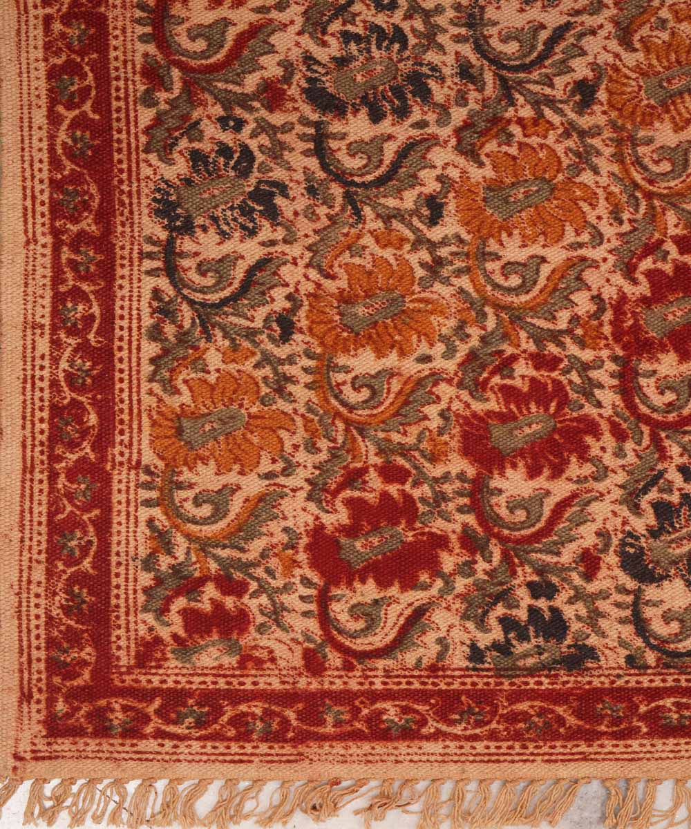 Multi colour handloom warangal cotton kalamkari durrie