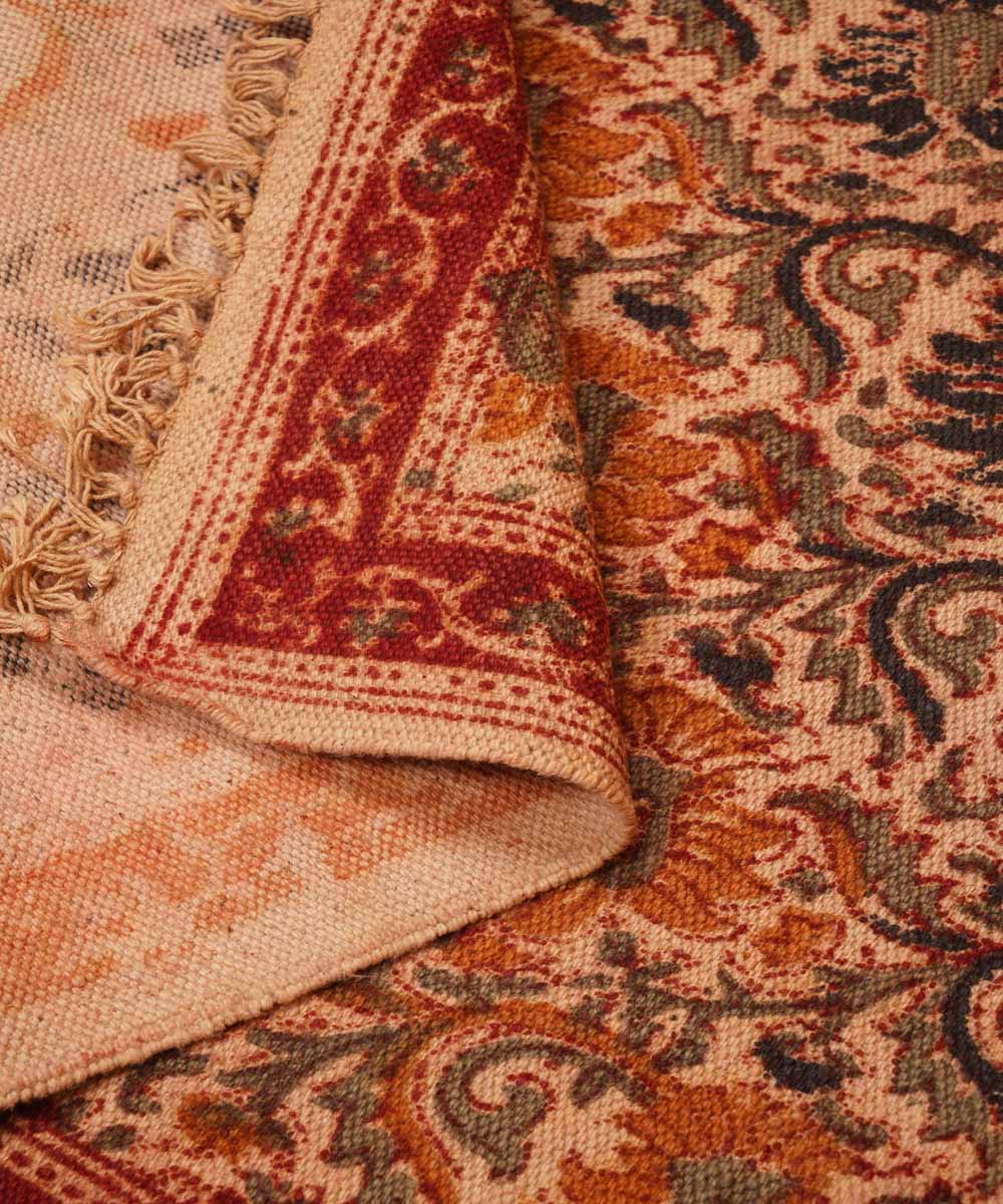 Multi colour handloom warangal cotton kalamkari durrie
