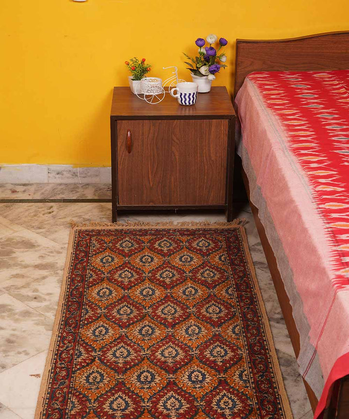 Handwoven multicolor warangal cotton kalamkari durrie
