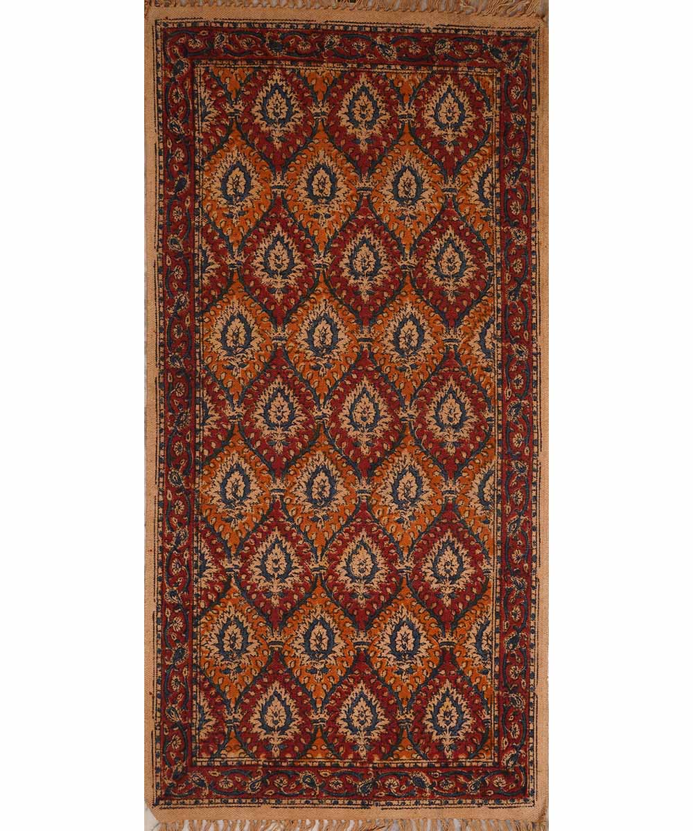 Handwoven multicolor warangal cotton kalamkari durrie