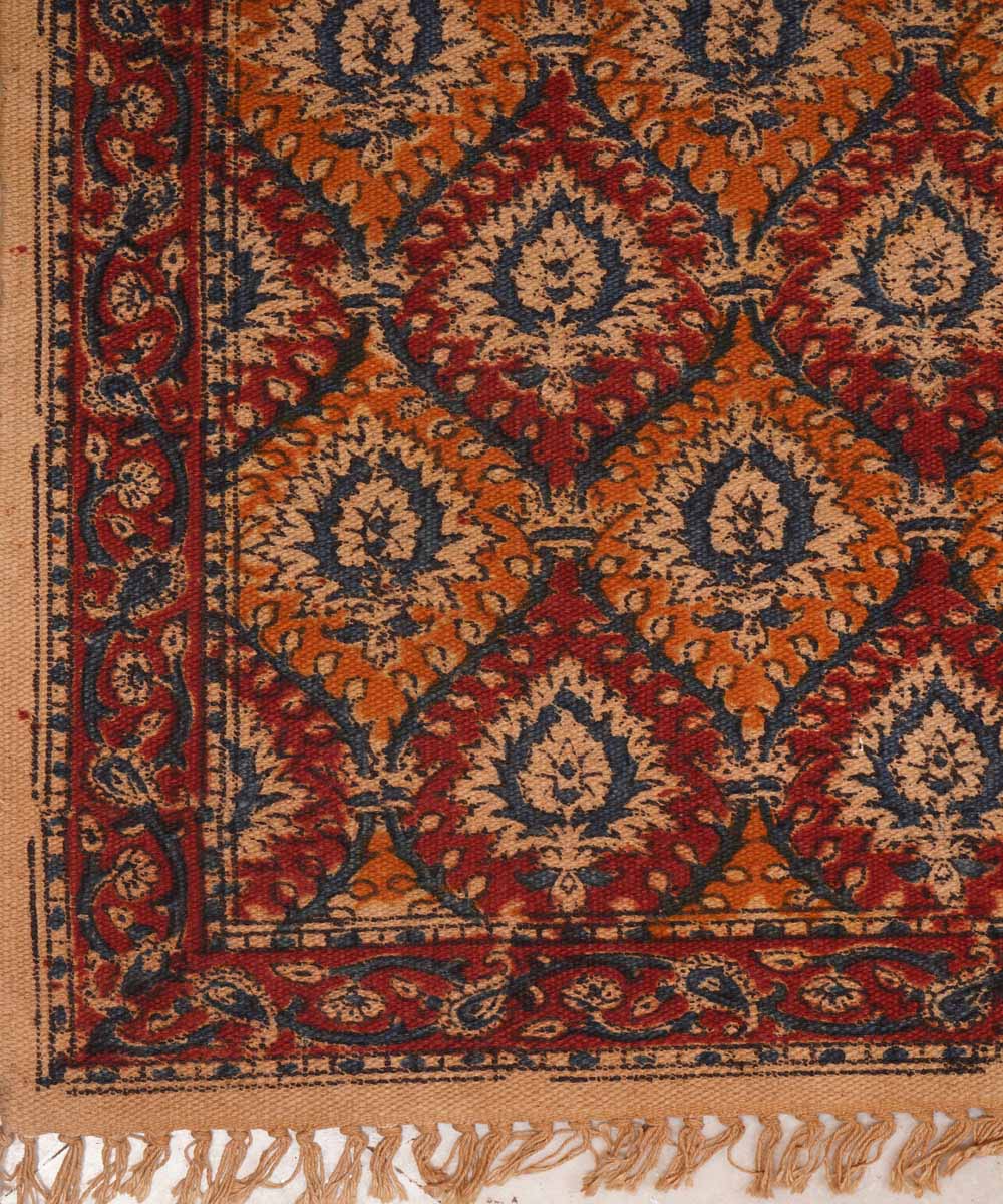 Handwoven multicolor warangal cotton kalamkari durrie