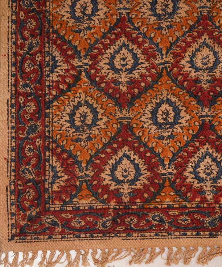 Handwoven multicolor warangal cotton kalamkari durrie