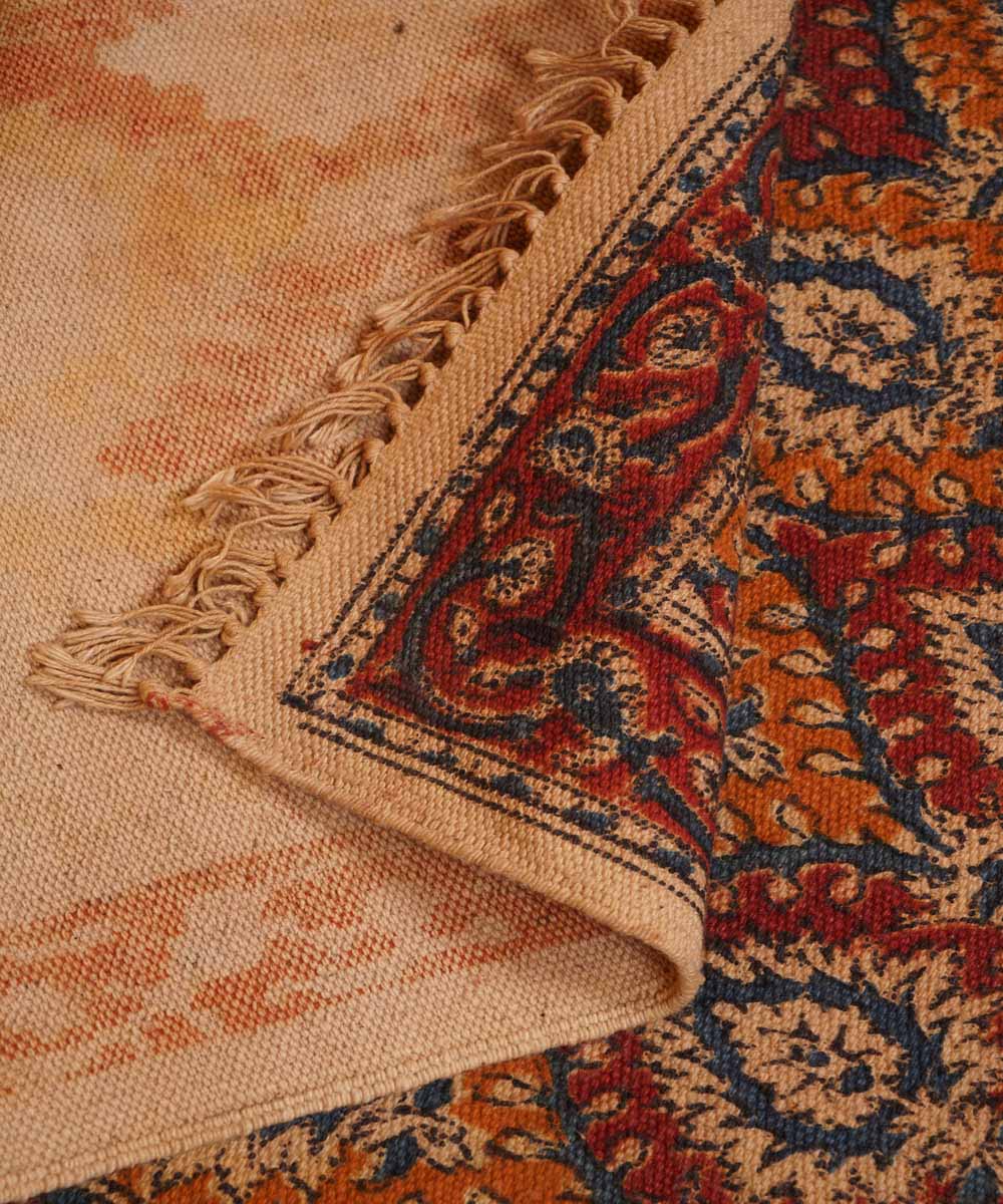 Handwoven multicolor warangal cotton kalamkari durrie
