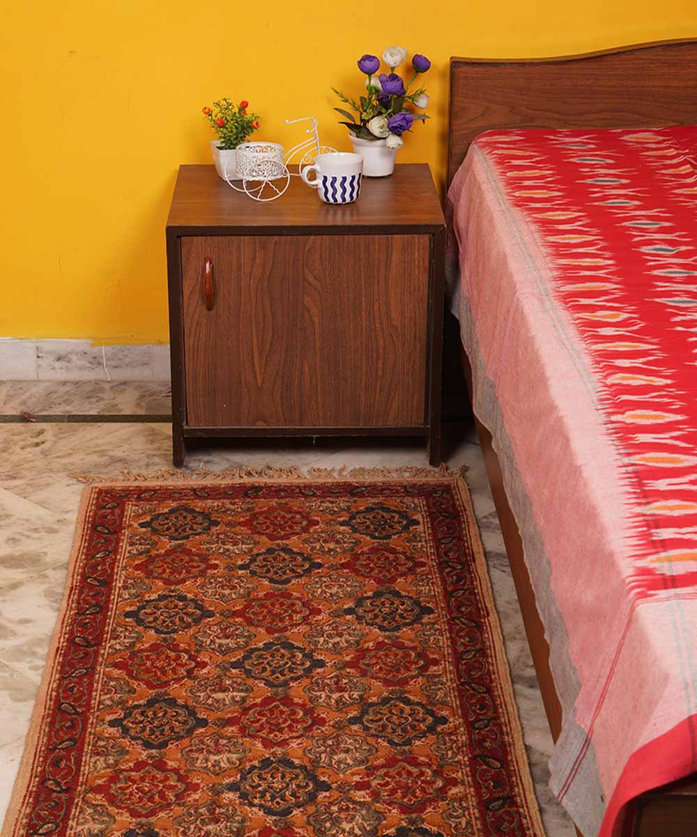 Handwoven multi color warangal cotton kalamkari durrie