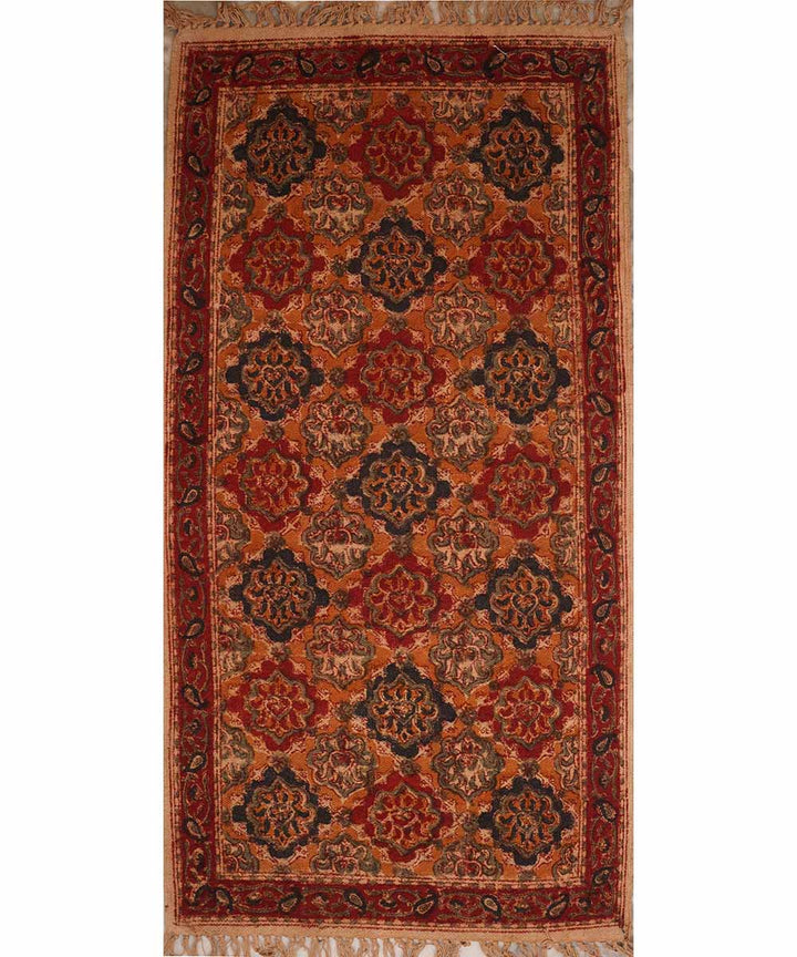 Handwoven multi color warangal cotton kalamkari durrie