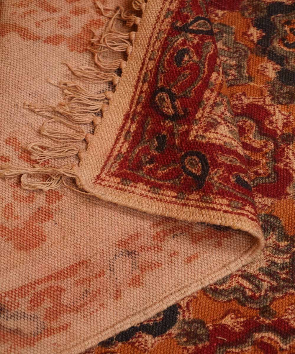 Handwoven multi color warangal cotton kalamkari durrie