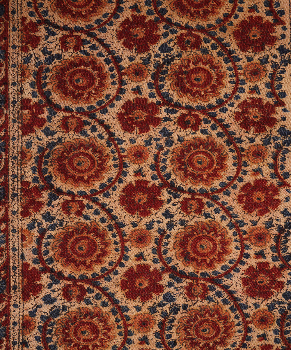 Hand woven multicolour warangal cotton kalamkari durrie