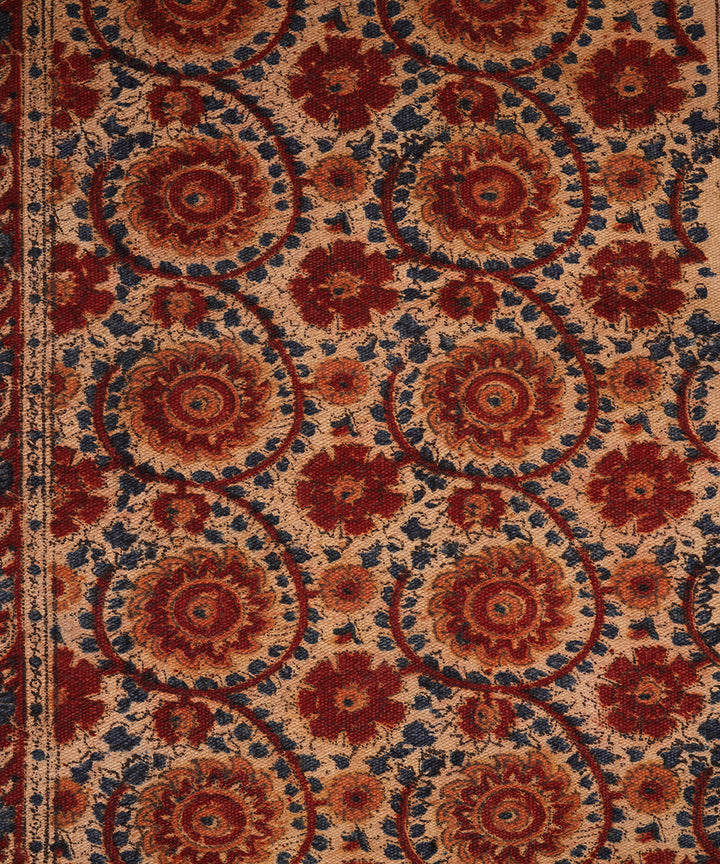 Hand woven multicolour warangal cotton kalamkari durrie