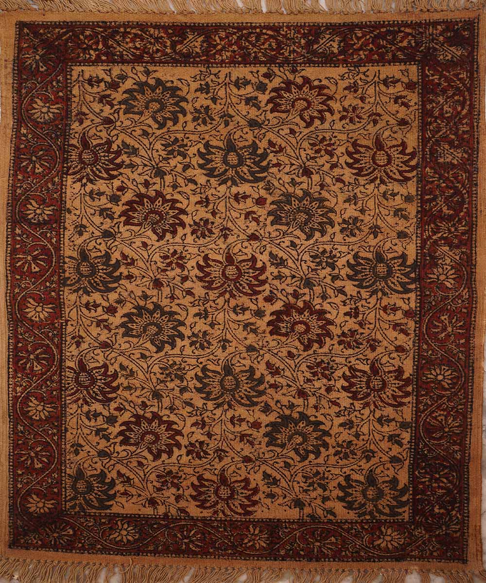 Multicolour handwoven warangal kalamkari cotton dhurrie