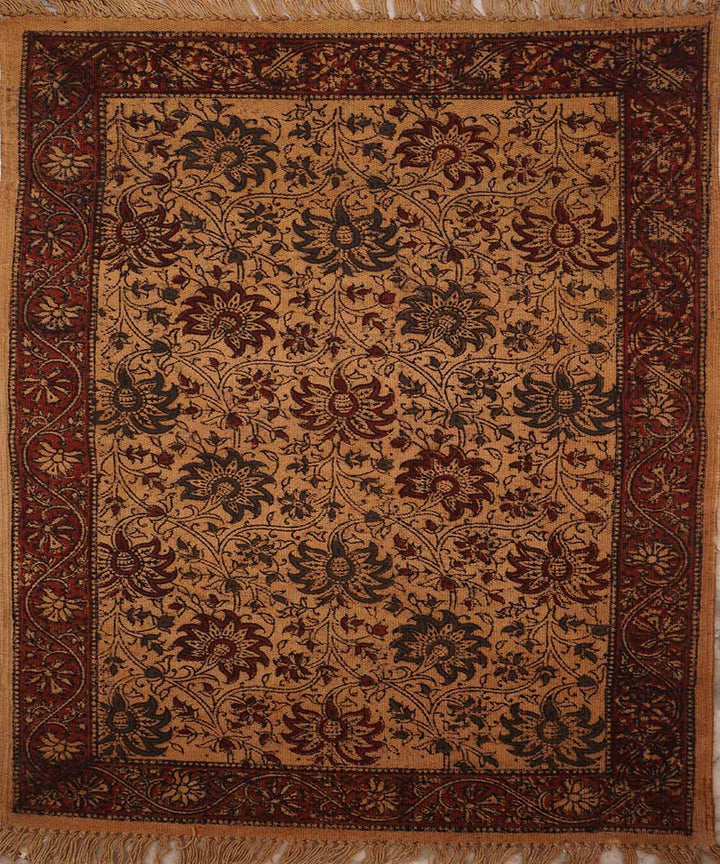 Multicolour handwoven warangal kalamkari cotton dhurrie