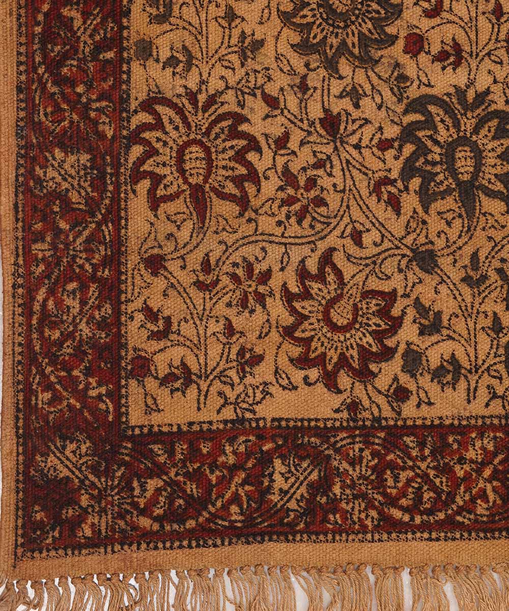 Multicolour handwoven warangal kalamkari cotton dhurrie