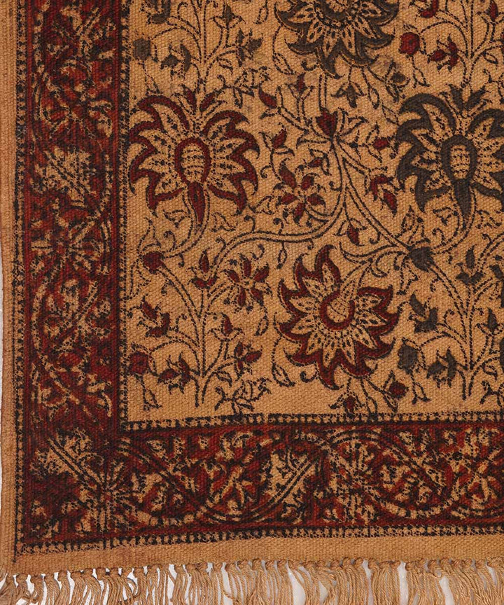 Multicolour handwoven warangal kalamkari cotton dhurrie