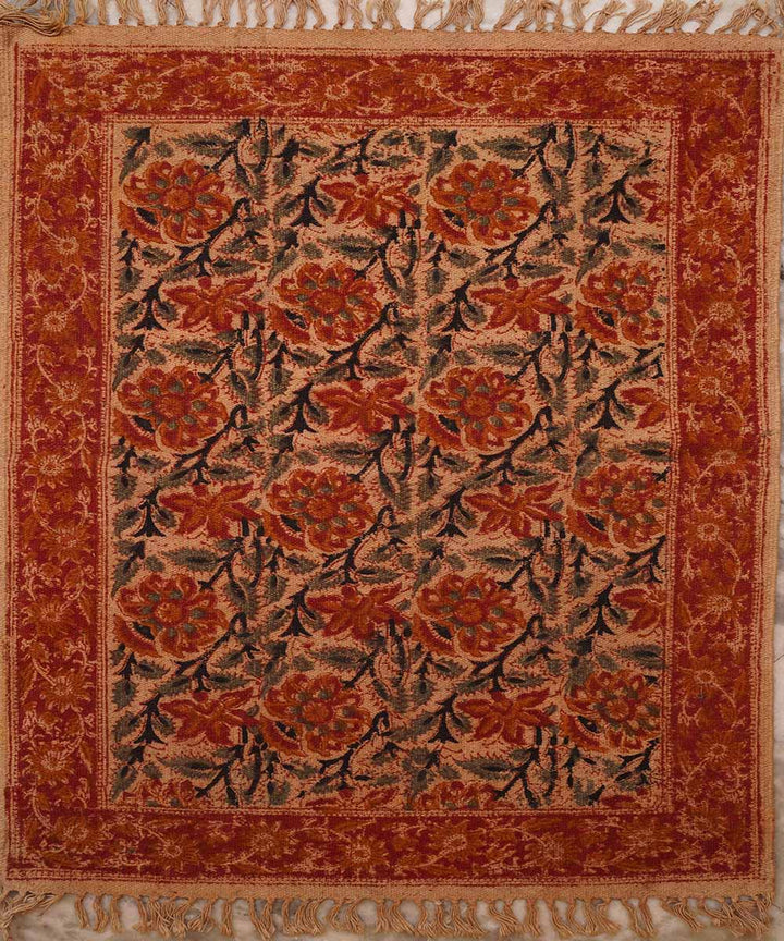 Multi color handwoven warangal kalamkari cotton dhurrie