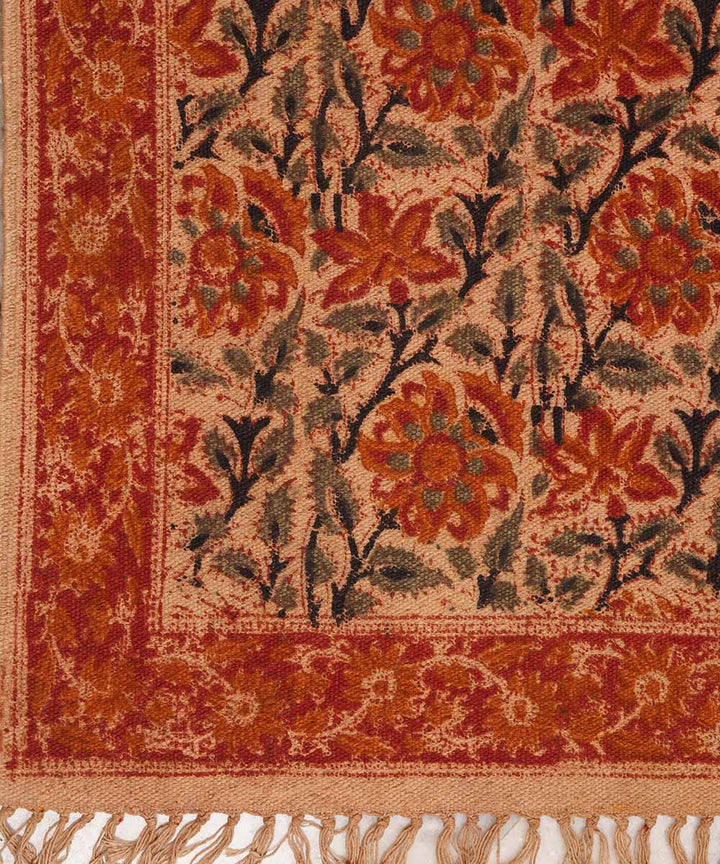 Multi color handwoven warangal kalamkari cotton dhurrie