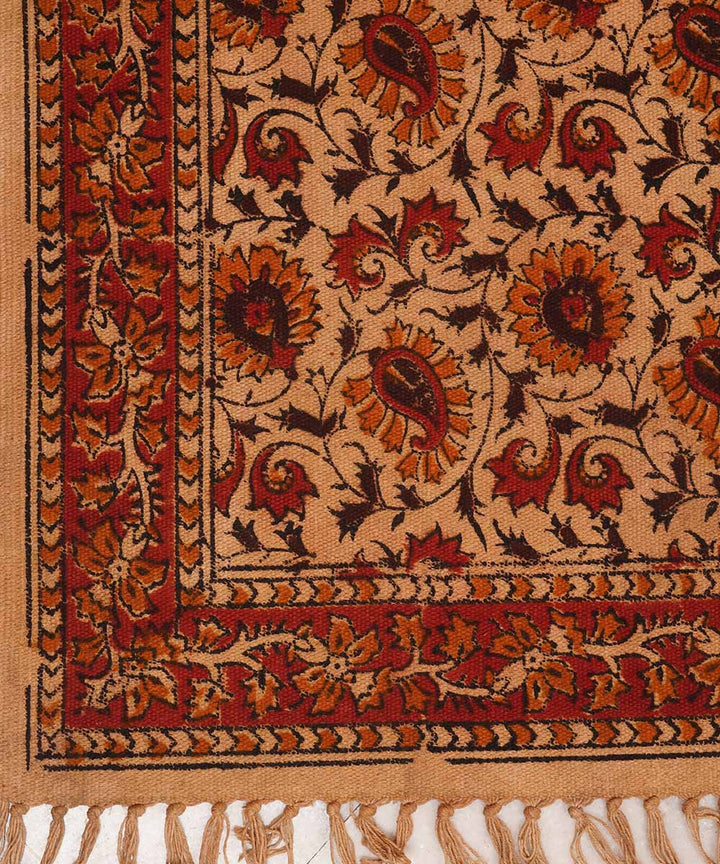 Multi colour handwoven warangal kalamkari cotton dhurrie