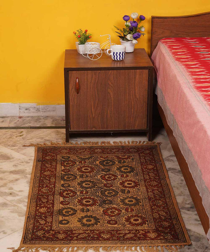Handwoven multicolor warangal kalamkari cotton dhurrie