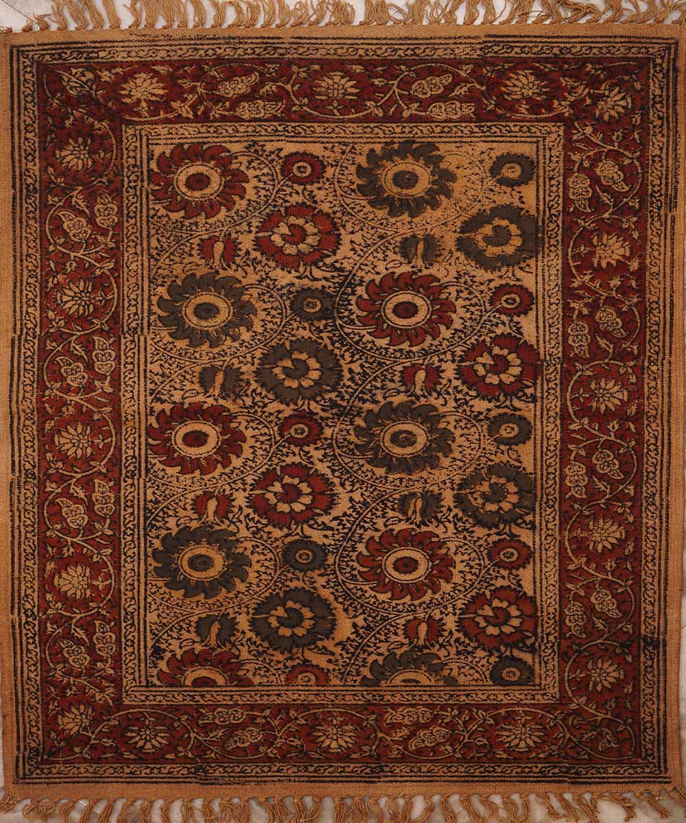 Handwoven multicolor warangal kalamkari cotton dhurrie