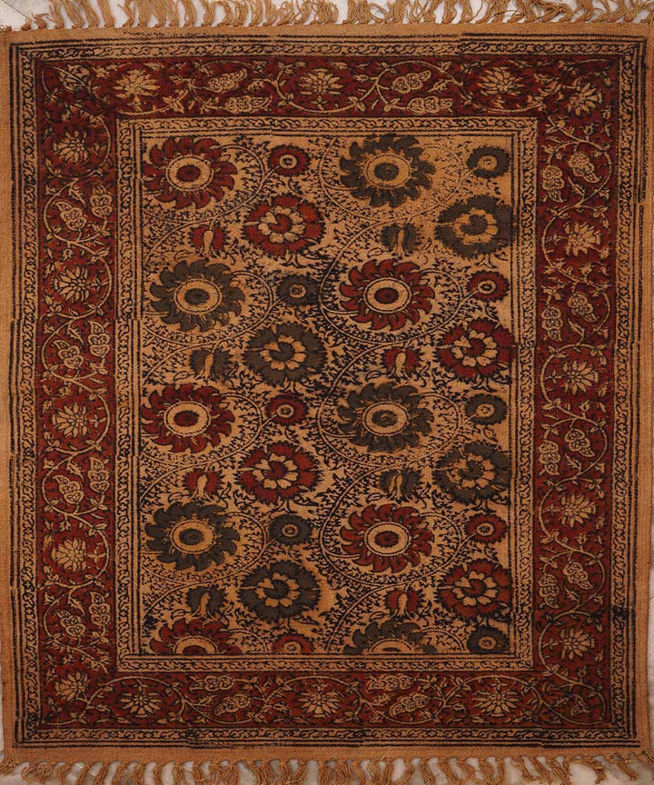 Handwoven multicolor warangal kalamkari cotton dhurrie